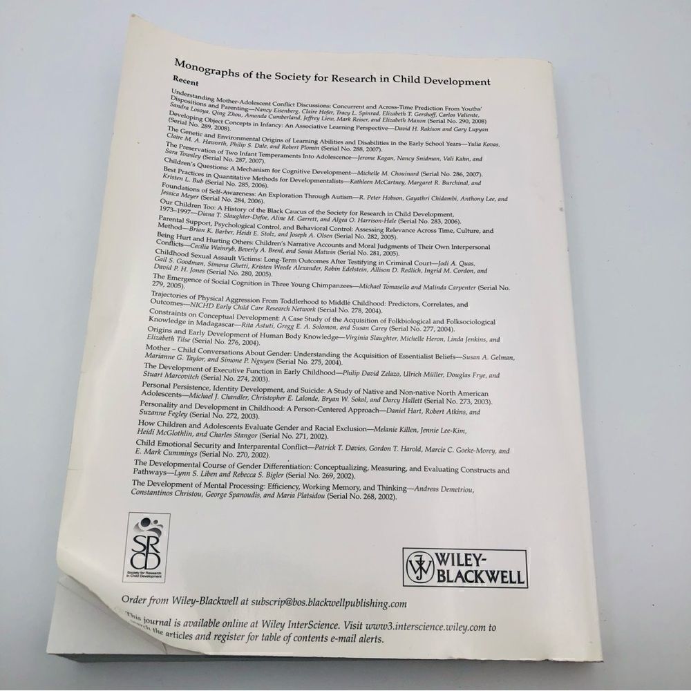 Child Development Volume 79 Number 6 Book - Picture 2 of 2